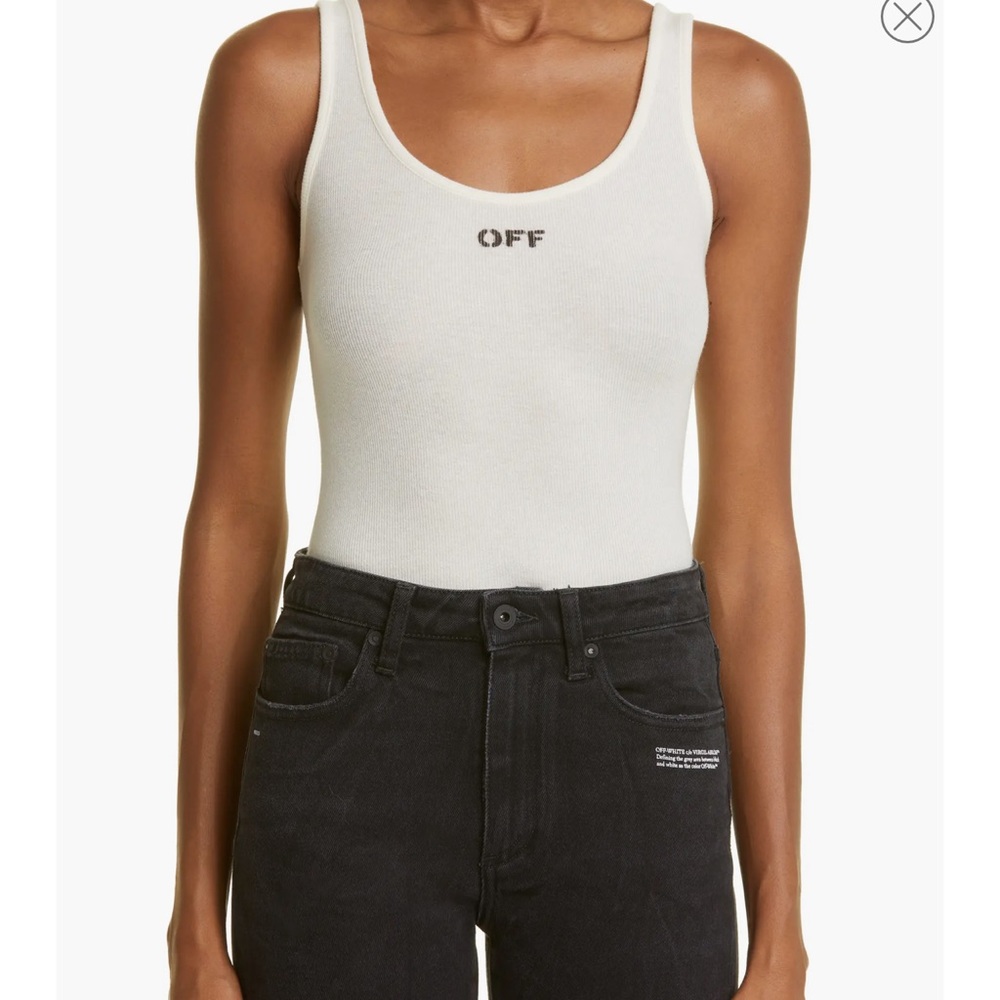 OFF WHITE LOGO STAMP RIB TANK - IT 38 (US2) XS-S